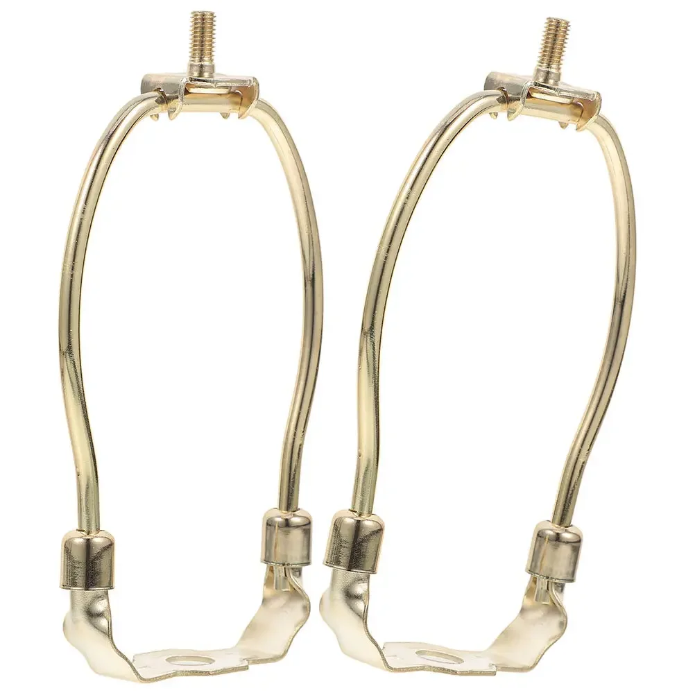 yes2Pcs Lamp Harp Bracket Electroplated Adjustable Height Lamp Shade Adapter Clip on Lampshade Holder Frame Metal Support Parts