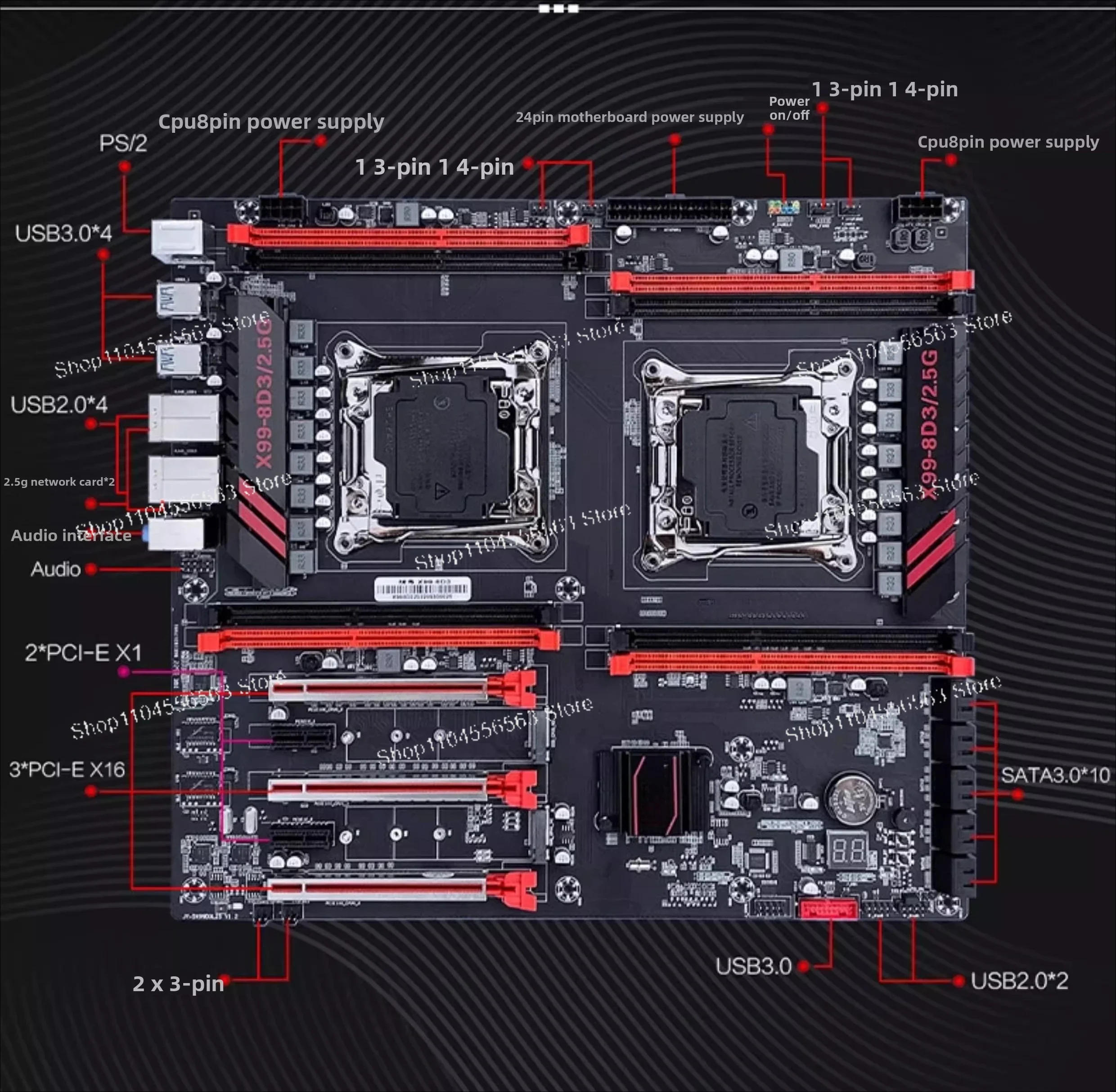 For Dual-CPU Workstations: X99 LGA 2011-3 Motherboard - Supports E5 V3/V4, 8-Channel DDR4, Dual 2.5G LAN (X99-8D4)