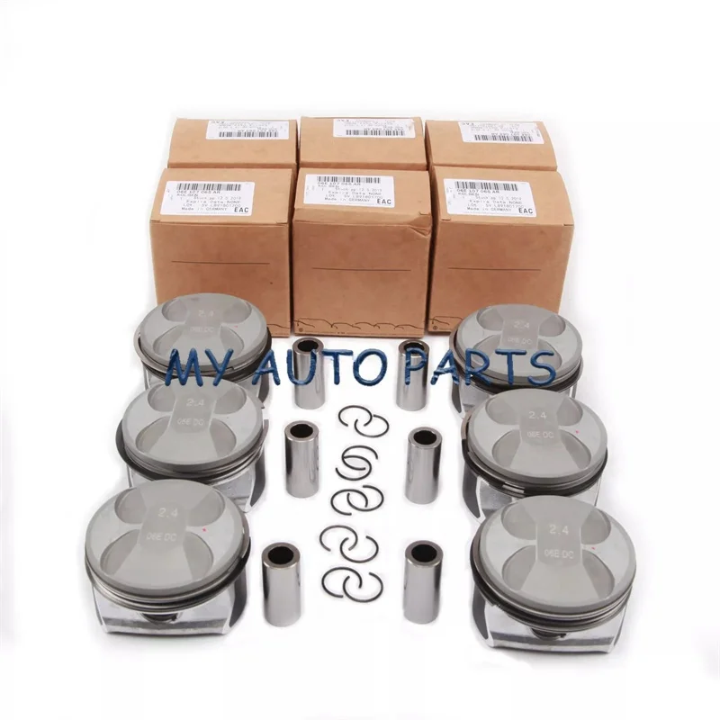 6PCS Pistons & Rings Assembly Φ19mm 81mm STD Fit For Audi A6 Avant 4F2 C6 2.4L06E107065A 06E107065AD 06E107065AR 06E107065AB