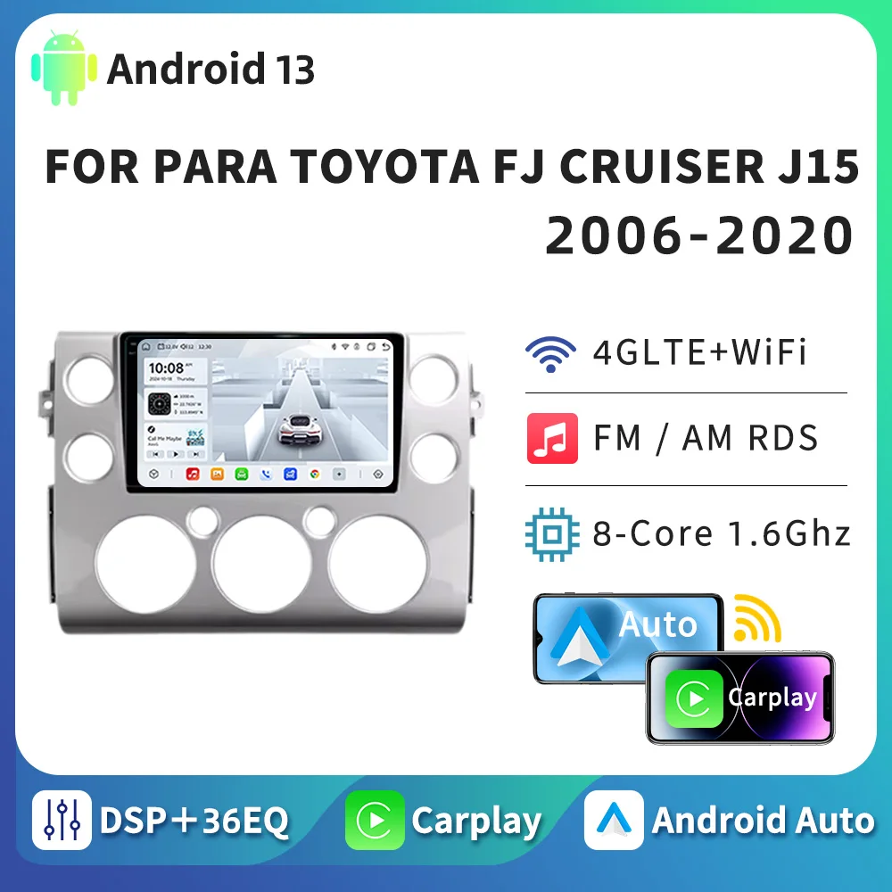 HTZM For Toyota FJ Cruiser J15 2006- 2020 Car Radio Navigation GPS Carplay Android Auto WIFI 4G Multimedia Video Player Stereo