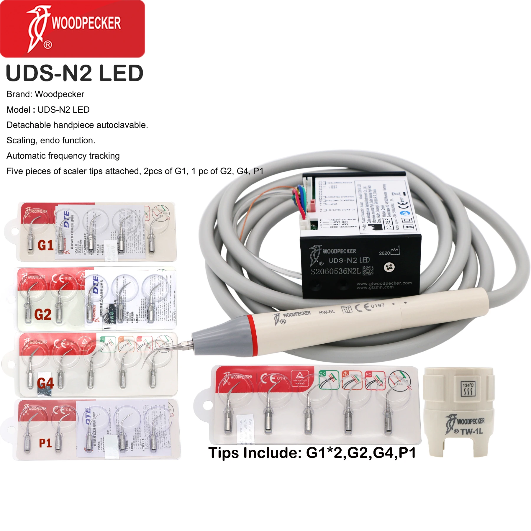 Woodpecker Dental Built-in Ultrasonic Scaler UDS-N2 LED Handpiece Fit EMS UDS