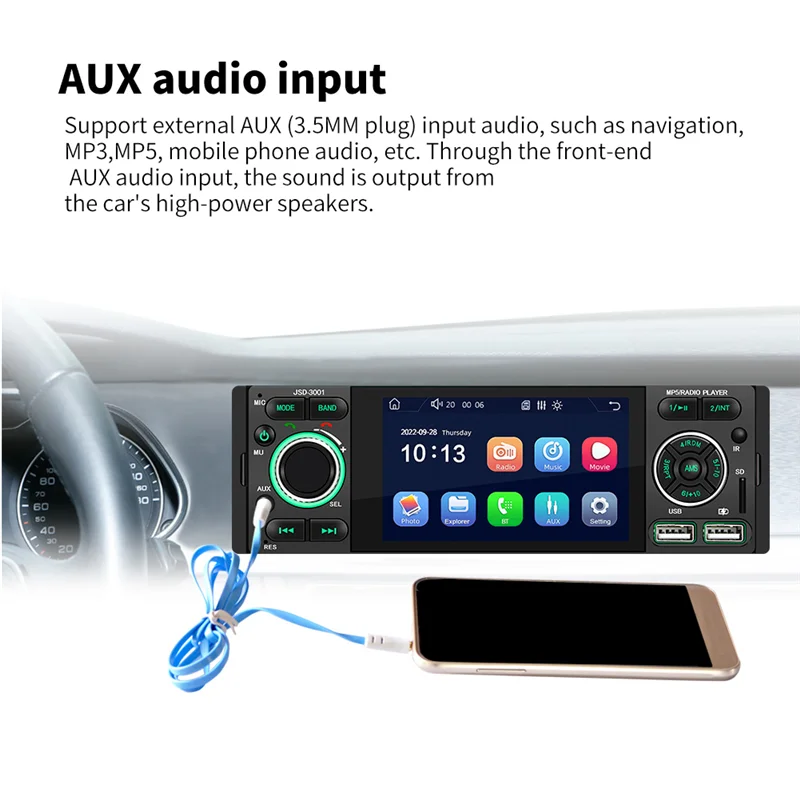 4.1 Inch Touch Screen Car MP5 Player Car Radio General Car Supplies,Black