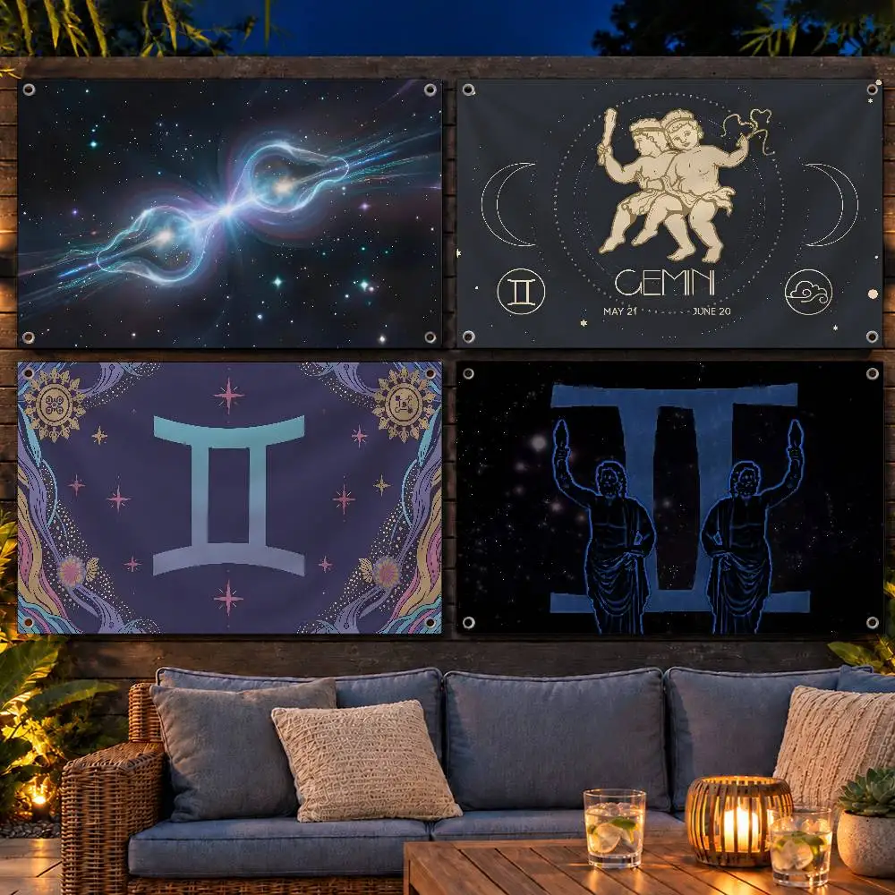 Aesthetic Zodiac Gemini Indoor Outdoor Flag Banner Party Decor Hanging Wall Backdrop