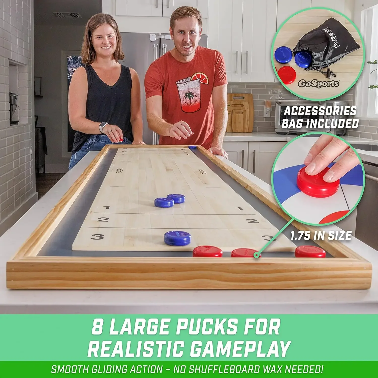 Shuffleboard en Curling 2-in-1 bordspellen - Klassiek tafelblad of gigantisch formaat - Kies uw stijl