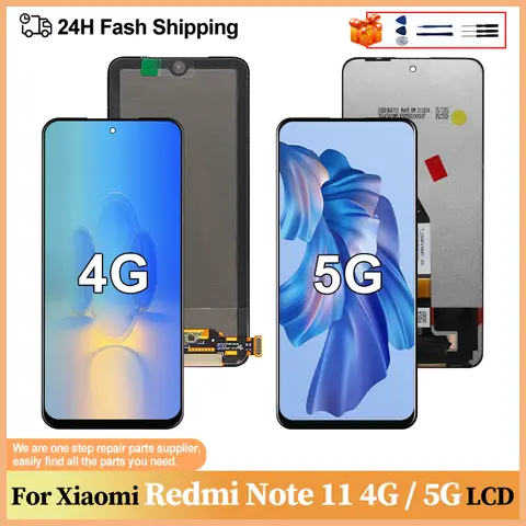 OLED For Xiaomi Redmi Note 11 4G Global LCD 2201117TG Display Touch Screen Digitizer For Redmi Note 11 5G LCD Replacement Parts