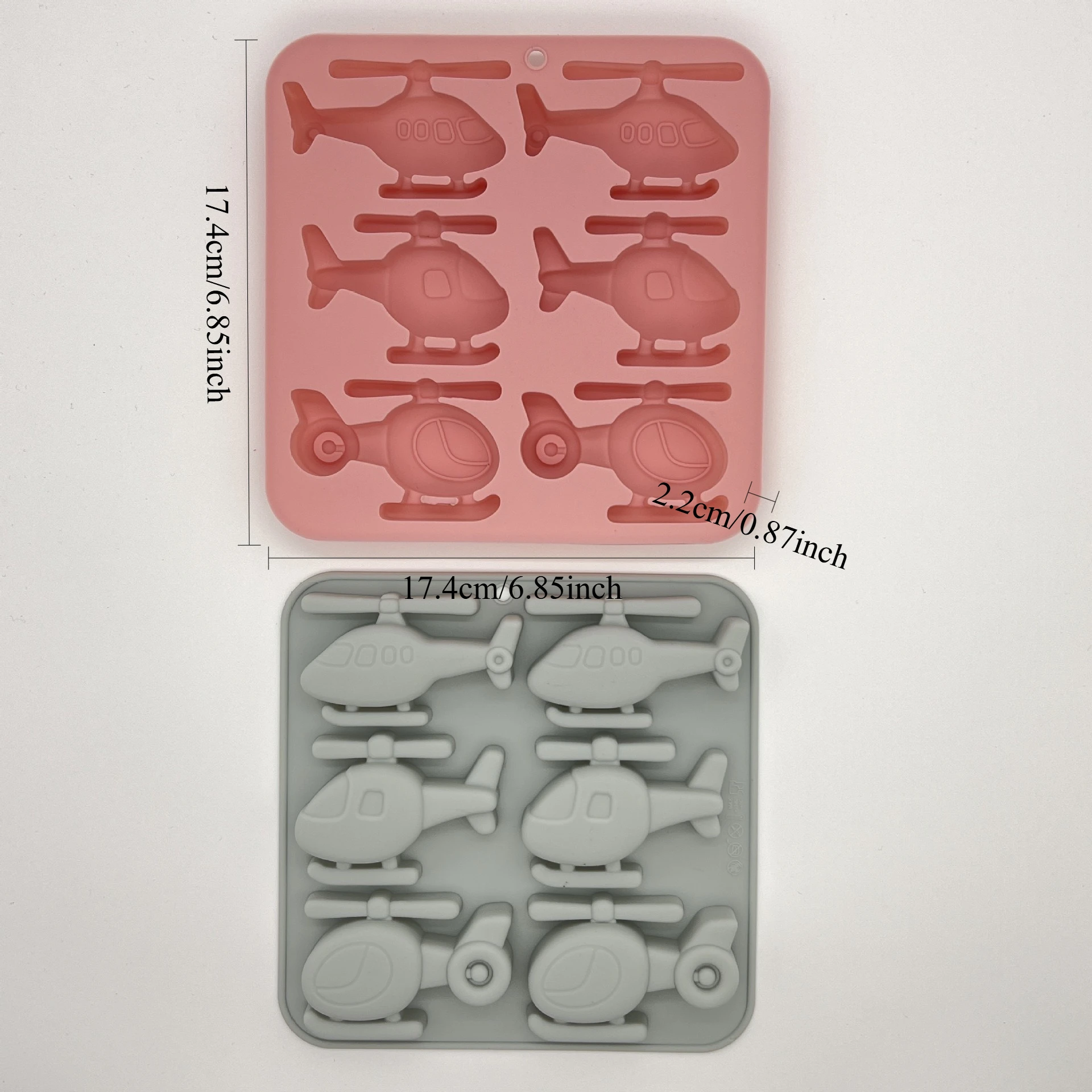 Cute Helicopter Aircraft Silicone Mold 6 Cavity Non-Stick Chocolate Candy Mould DIY Ice Cube Tray Baking Tool for Boys Party