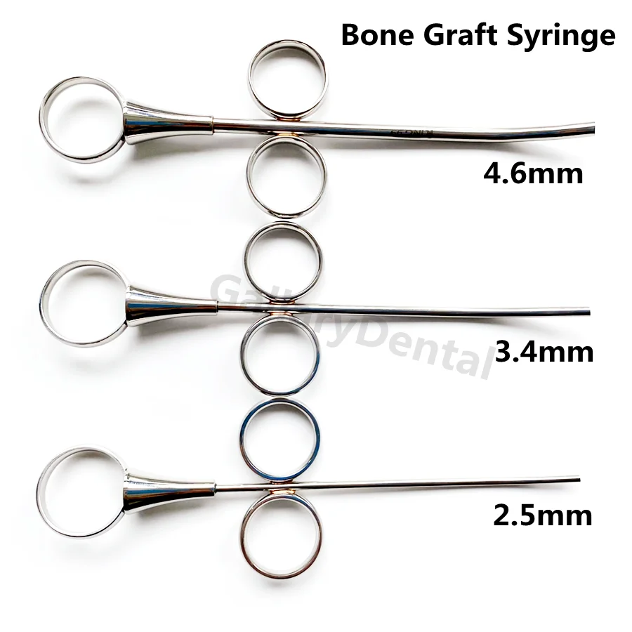 Dental Bone Graft Syringe Stainless Steel Implant Instruments Tool 2.5/3.4/4.6mm