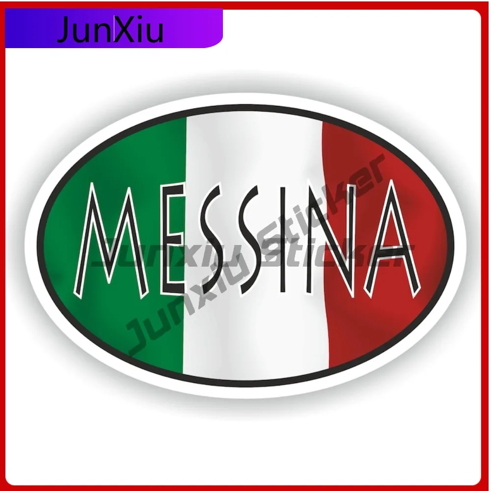 

Messina Italy City Oval Sticker With National Flag Badge Sticker Decorative Scratch Cover Waterproof Decals Cup Decals Waterproo