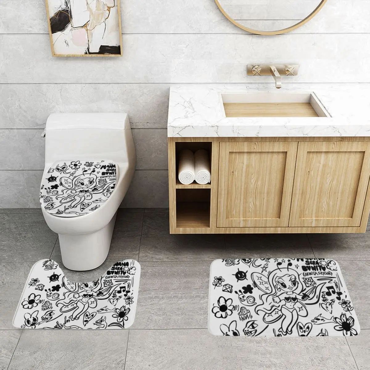 Custom Karol G Bichota Bathroom Rugs Set 3 Piece Non-Slip Reggae Ainger Toilet Bath Mat Sets