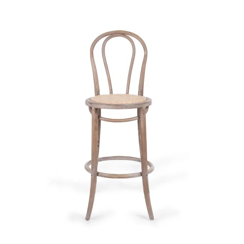 

*Anji Kaseihomeland Furniture Chinese Toon Vintage Rattan High Counter Bar Stool Set Chairs