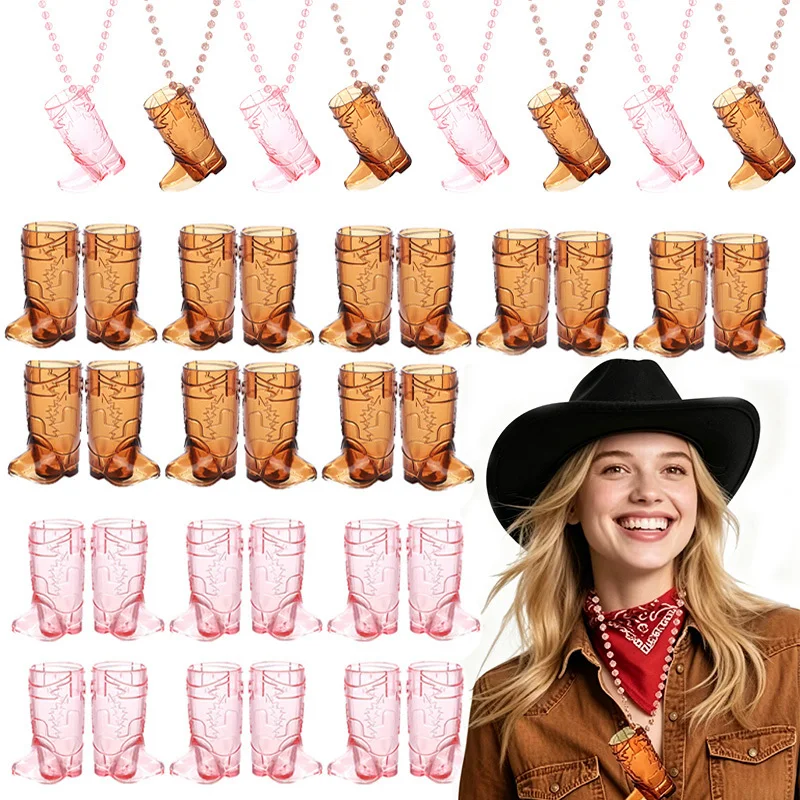 Mini Cowboy Boot Necklace Western Cowgirl Pendant Jewelry for Themed Party Favors Birthday Wedding Bachelor Party Supplies