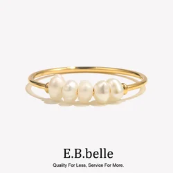 E.B.belle Gold Plated Stainless Steel Freshwater Pearls Rings For Women accesorios para mujer bagues acier inoxydables femmes