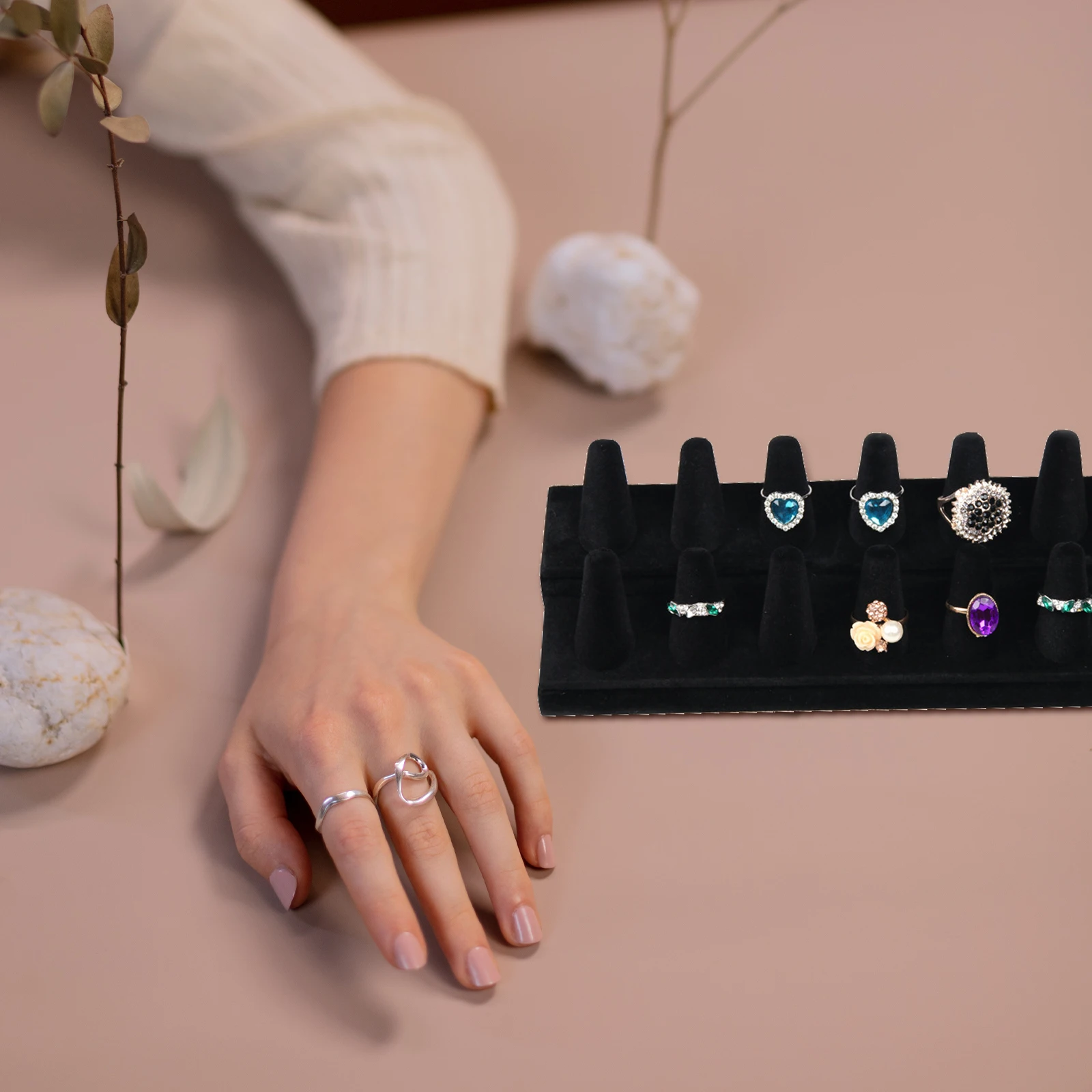 

Ring Display Rack Rings Stand Jewelry Jewellery Organizers Decoration Showcase Bracket Holder for