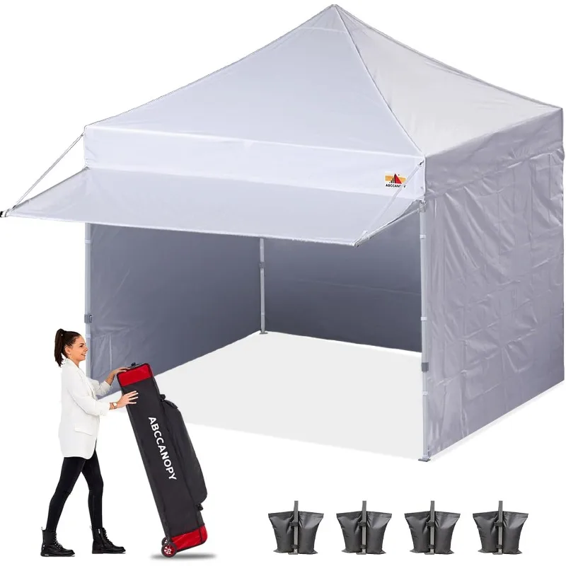 ABCCANOPY Pop up Canopy Tent with Awning and Sidewalls 10x10 Market -Series, White