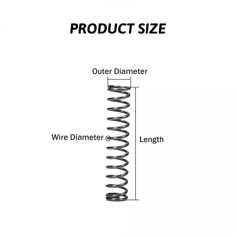10Pcs 0.8mm/0.9mm Spring Steel Compression Spring OD: 5/6/7/8/9/10/11/12/13/14/15/16/17/18mm Length:10/15/20/25/30/35/40/45/50mm