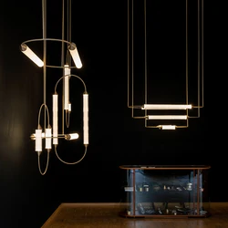 Art Deco LED Dimmable White Clips Gold Black Chrome Chandelier Lighting Hanging Lamps Lustre Para Sala Estar For Living Room