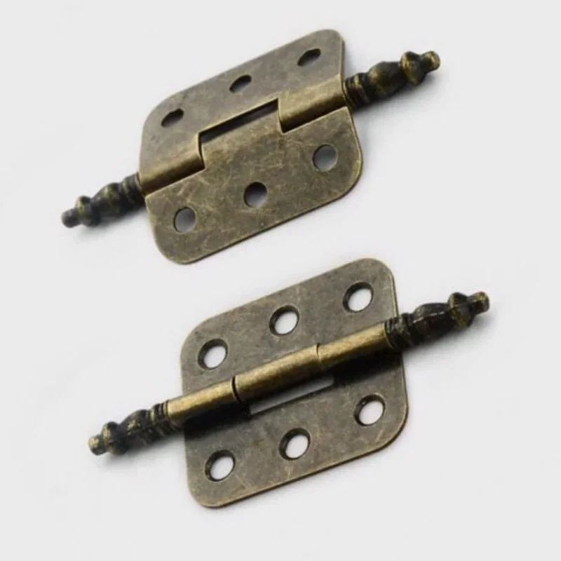 2 PCS  New 6 Holes Hinges Hardware Mini Hinges Antique Bronze Retro with Screws for Wooden Jewelry Box Cabinet