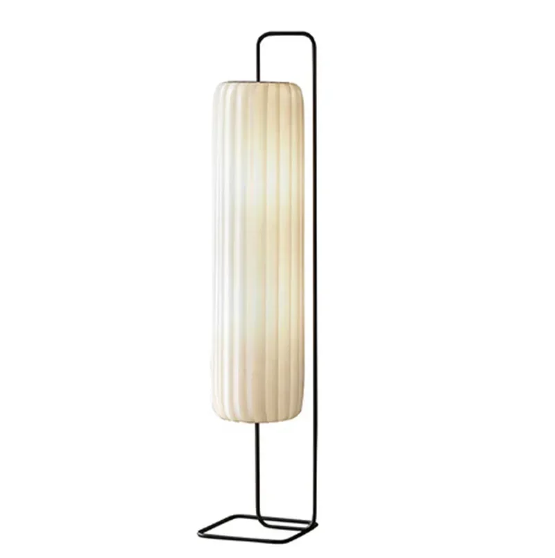 Wabi Sabi Pleated Silk Floor Lamp Creative Art Design Geometric Vertical Lamp for Living Room Bedroom Study Corner Standing Lamp