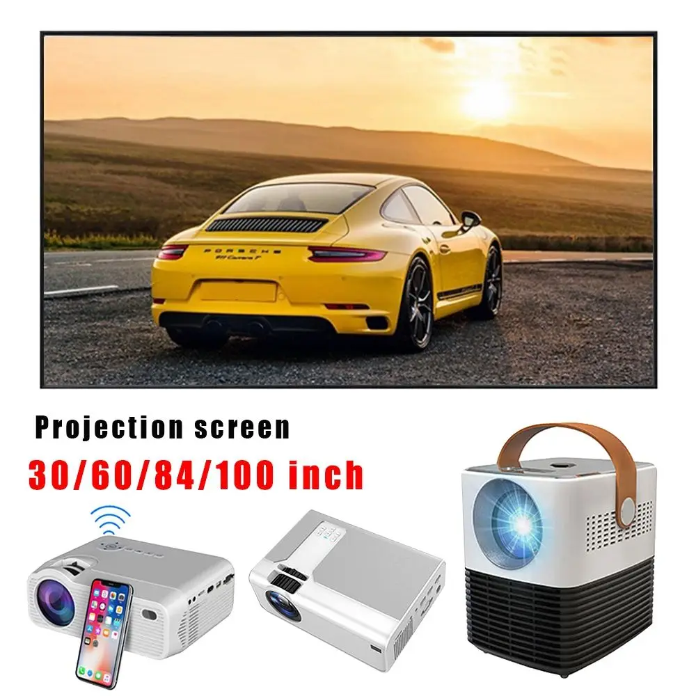3D HD 30/60/84/100/120 inch Home Outdoor Office Reflective Fabric Projectors Screen Projector Cloth Anti-light Screens