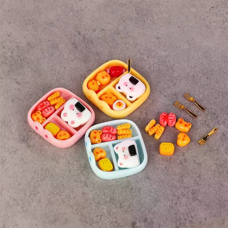 ชุดของเล่นจำลองอาหารข้าวปั้นสำหรับเด็ก ชุดเล่นทำอาหารจำลอง ของตกแต่ง DIY แบบพกพา รูปแบบเหมือนจริง