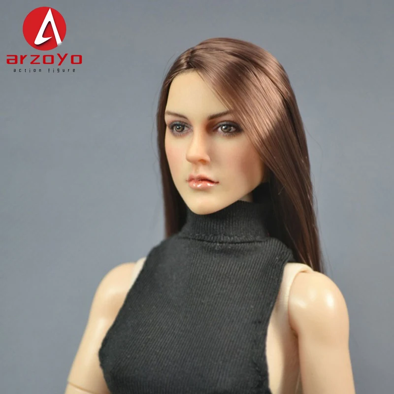 1/6 スケール KIMI TOYS KT005 女性ヨーロッパ系アメリカ人ブラウンロングヘアガールヘッドスカルプトフィット 12 ''TBLeague Phicen ボディアクションフィギュア
