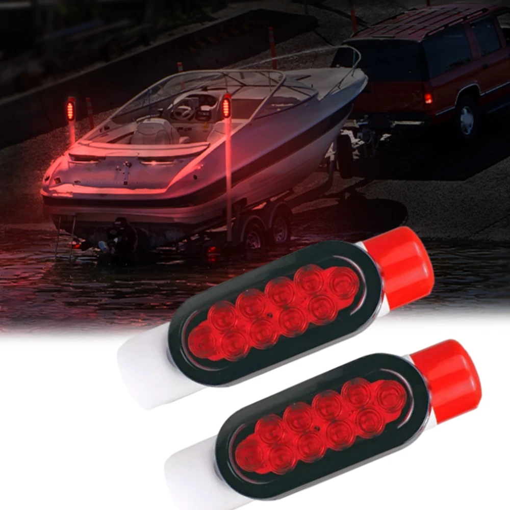 2xLED Boat Trailer Upright Guide-on Post Pipe Guide Lights with Accessories waterproof for 12V Vehicles Boats Trailers