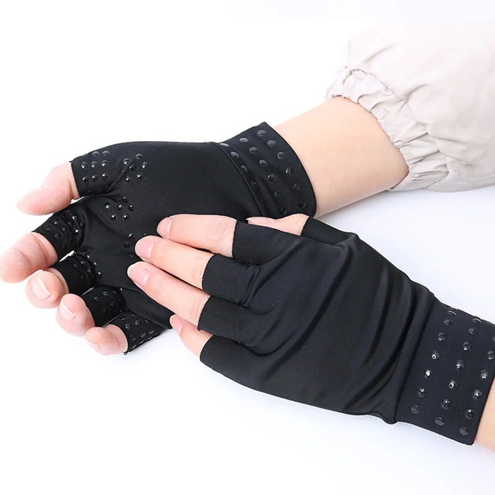 

Arthritis Joint Magnetic Gloves Elastic Exposed Finger Arthritis Therapy Gloves Anti-UV Breathable Cycling Driving Gloves