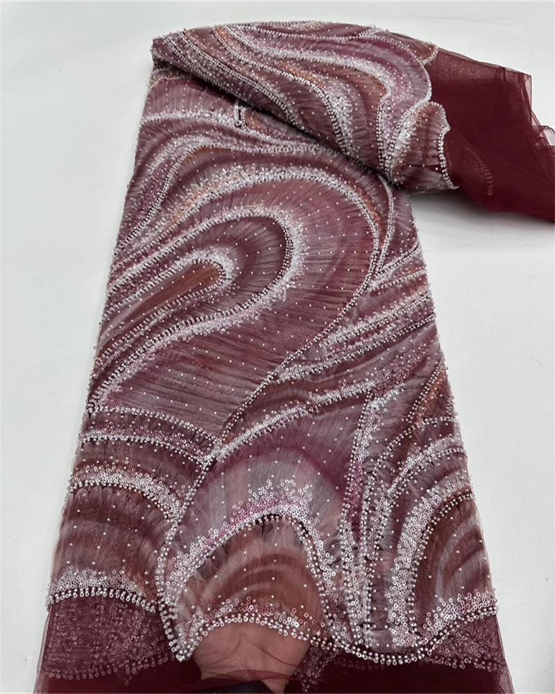 웨딩 파티 드레스, 신부 레이스 원단, 비즈 자수, 고급, 고품질, 5야드, 2025용 아프리카 스팽글 레이스 원단