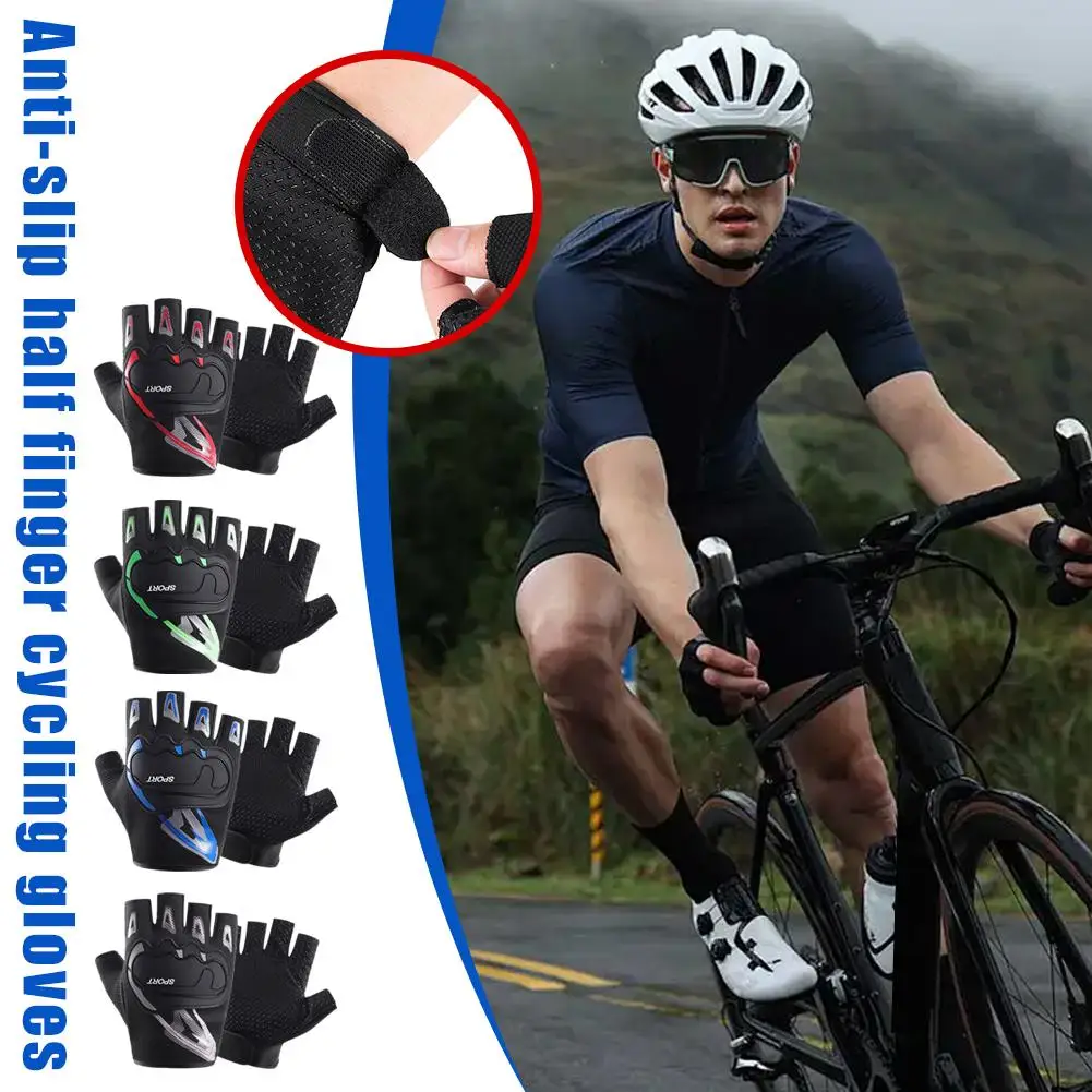 Cycling Anti-slip Anti-sweat Men Women Half Finger MTB Anti-shock Bike Gloves Glove Bicycle Gloves Breathable Sports Z7Q9