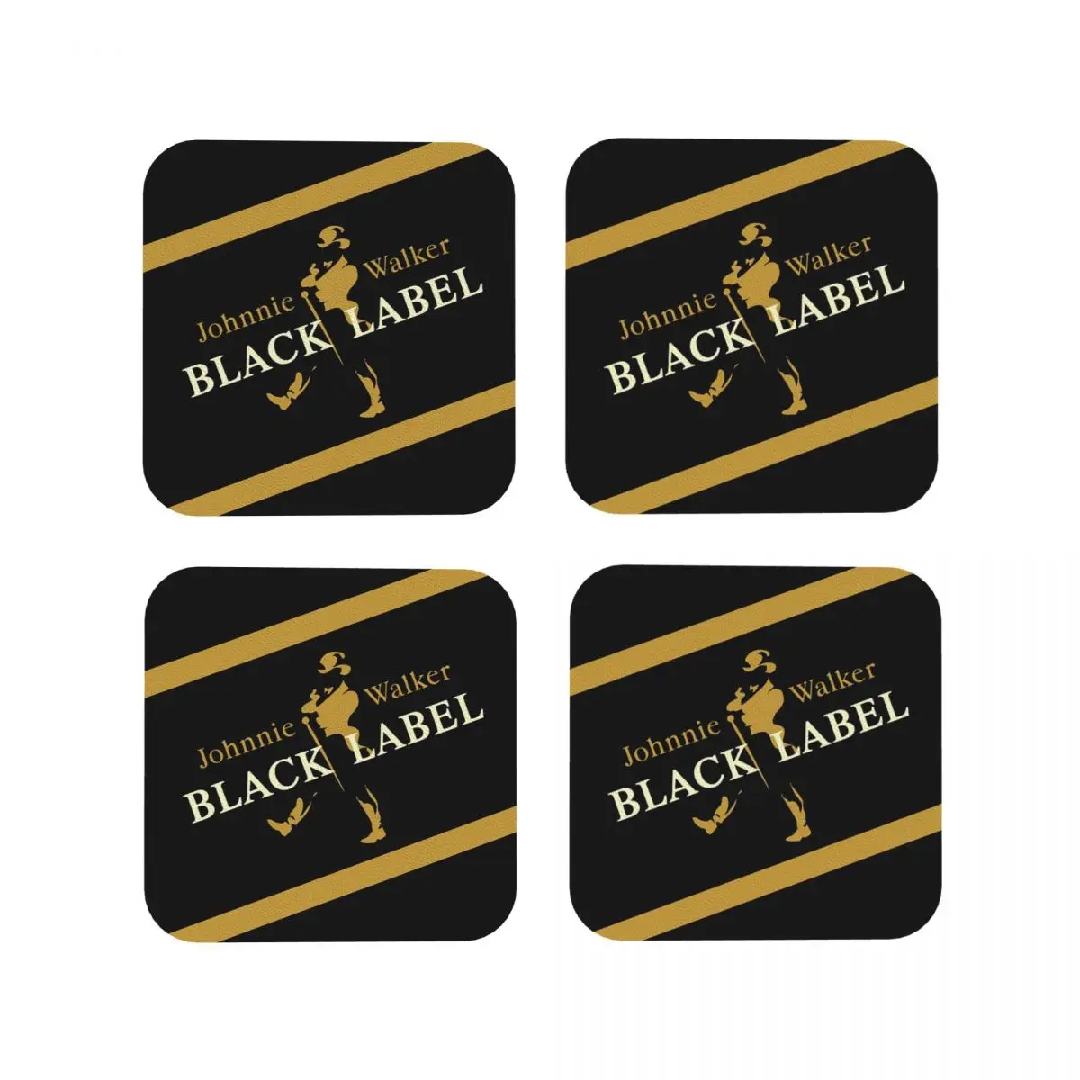 Johnnie Walker Coasters Kitchen Placemats Non-slip Insulation Cup Coffee Mats For Decor Home Tableware Pads Set of 4