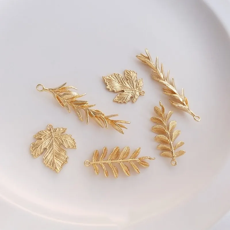 14K Gold Plated Monstera Leaf Charm Leaf Earring Pendant Leaf Connector For DIY Jewelry Making Supply