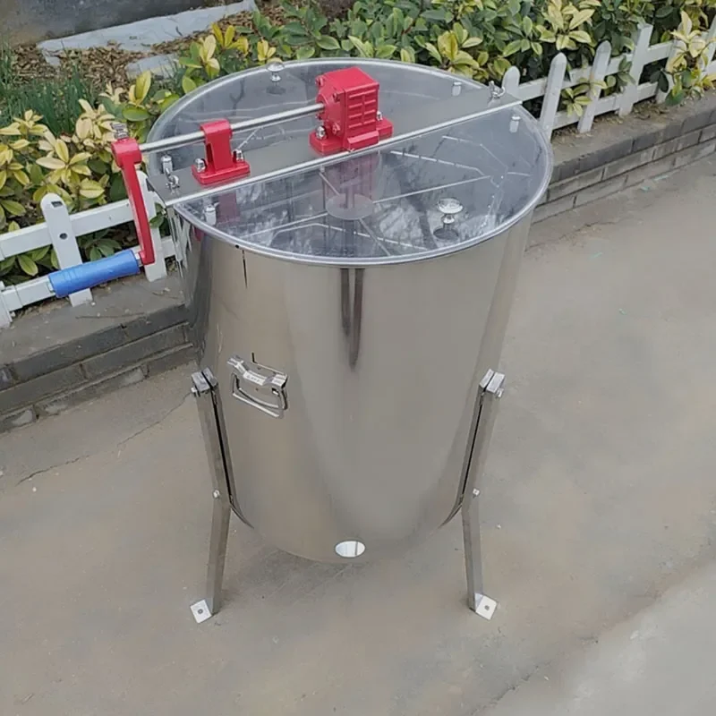 Stainless Steel 4 Frame Honey Extractor Manual Beekeeping Equipment with Stand and Outlet for Hive Harvesting Tool Manual 4