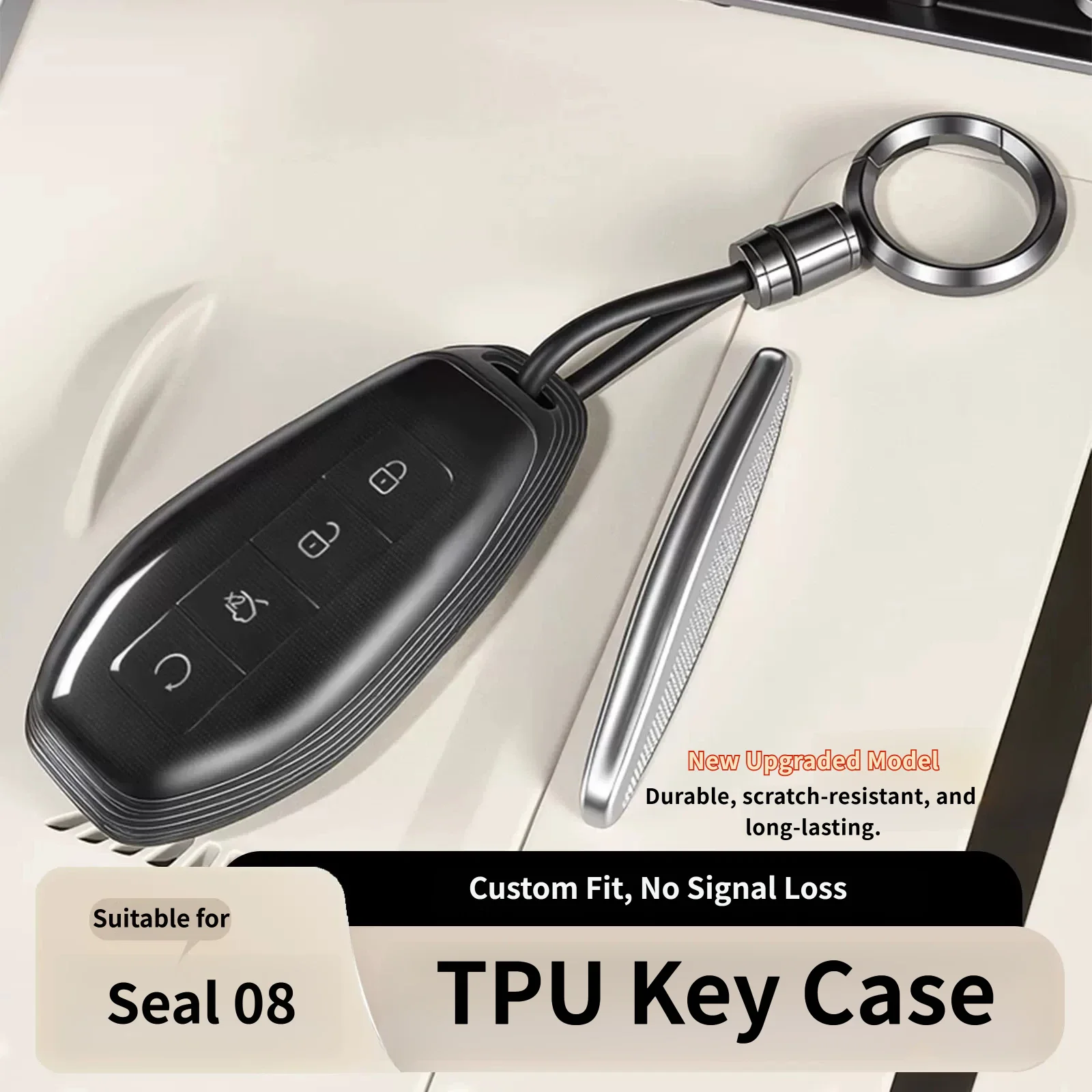 For BYD SEAL 08 2026 2027 TPU Soft Car Key Cover Shockproof Anti Drop Key Protector Case With Keychain Ring For Remote Key Decor