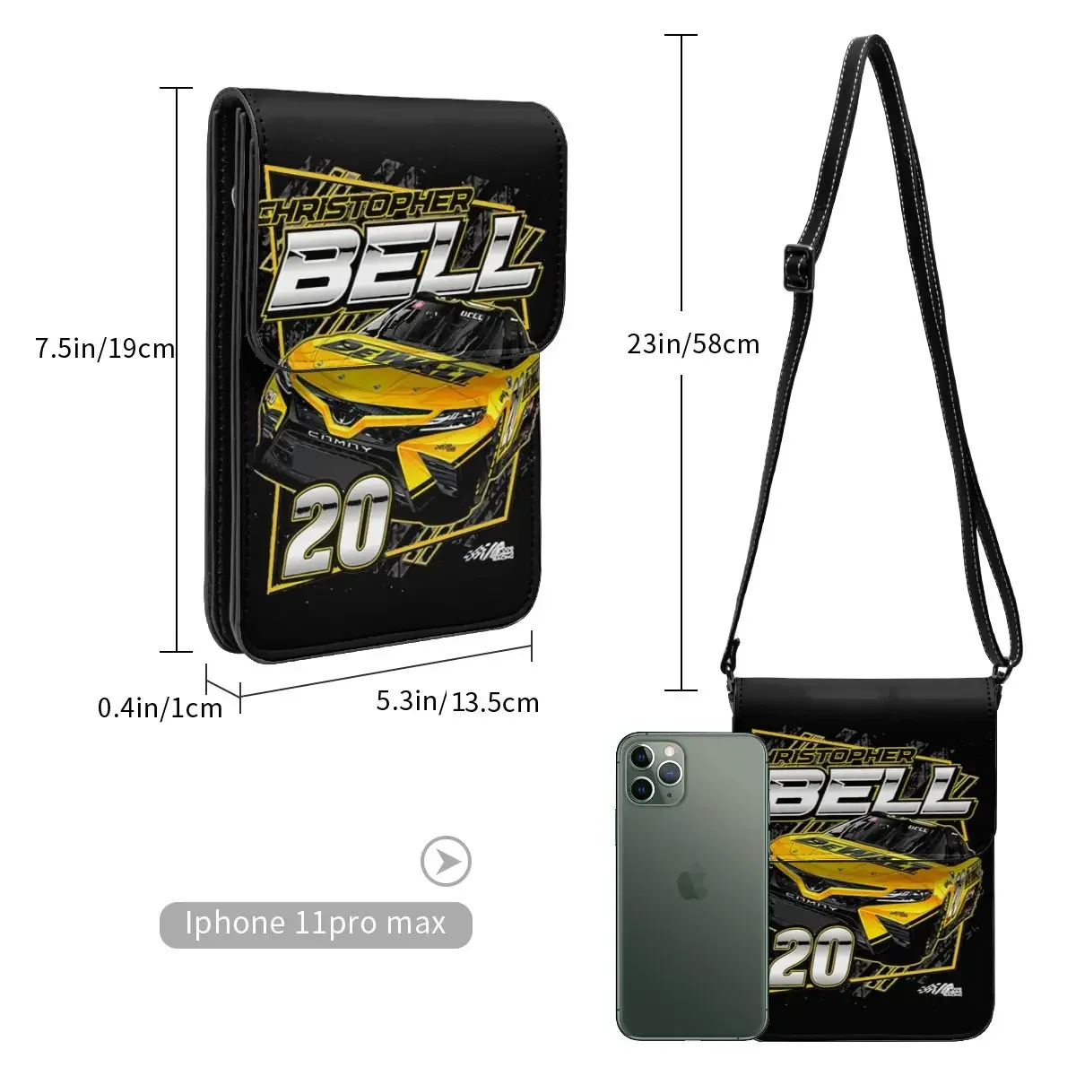 Christopher Bell 20 portefeuille à bandoulière sac pour téléphone portable sac à bandoulière sac à main pour téléphone portable sangle réglable