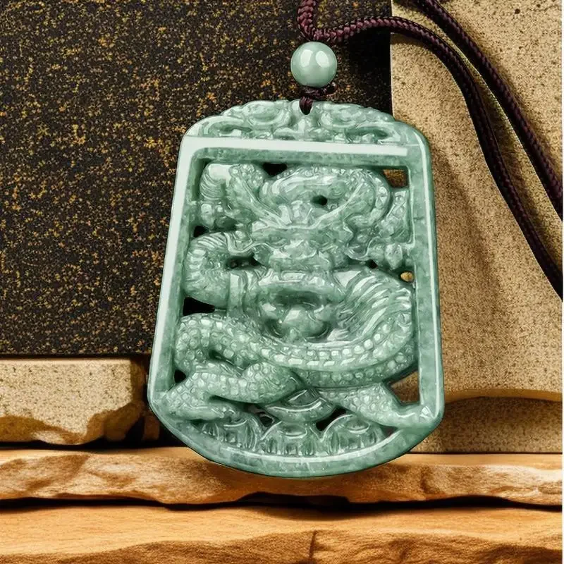 

Burmese Jadeite Dragon Pendant Jewelry Jade Carved Necklace Choker Gifts for Women Natural Green Talismans Pendants Gemstones