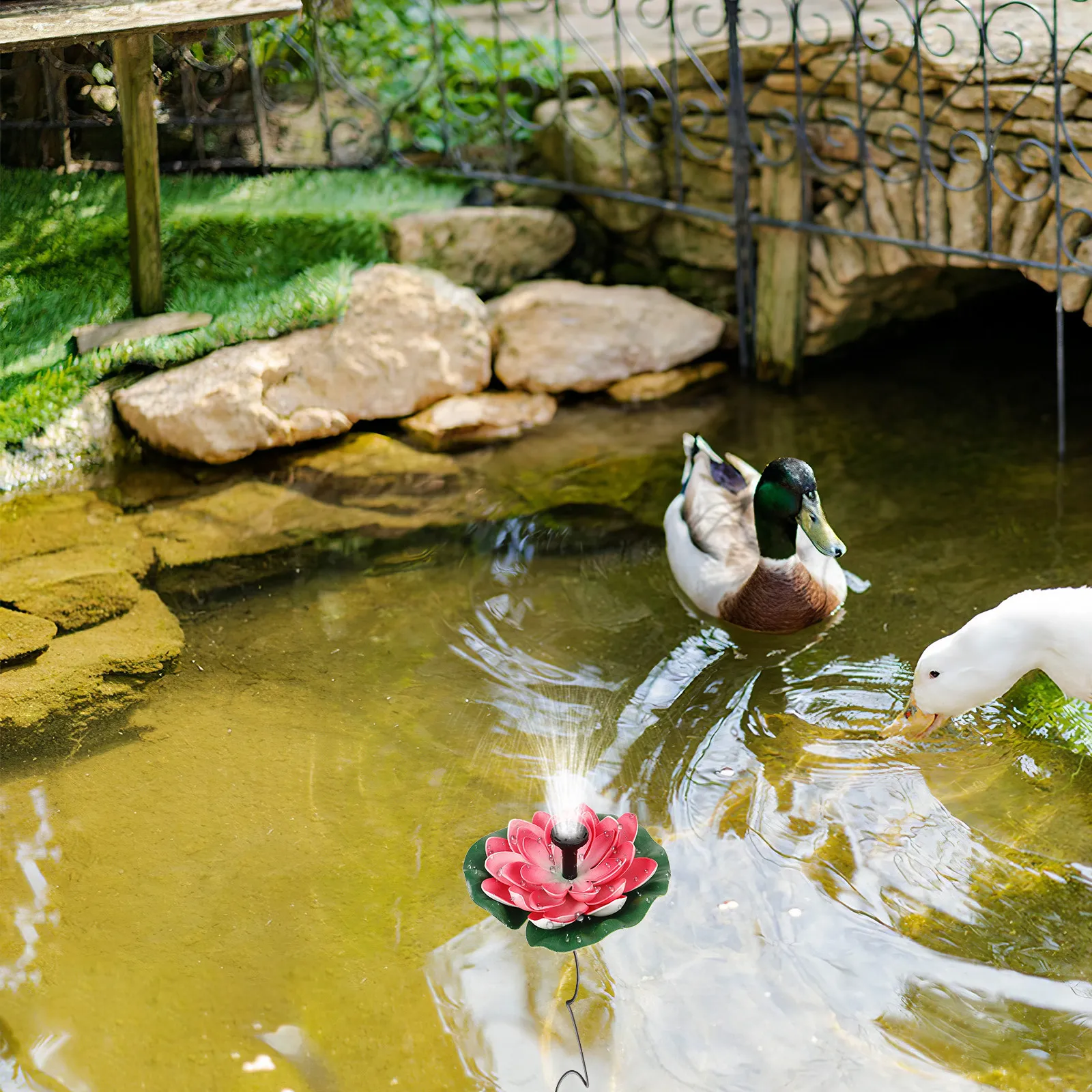 

Набор из 1 шт. солнечных плавающих фонтанов в форме лотоса для ландшафтного дизайна, украшения садовых прудов, работающих на солнечной энергии, для бассейнов