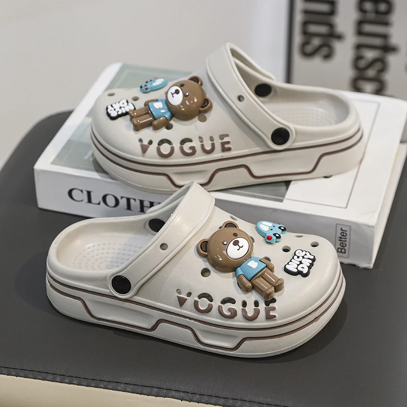 Children Slipper Sandals Girls Clogs Summer Garden Shoes Sneaker EVA  Comfortable Cute Cartoon Bear Slipper Girls Sandals