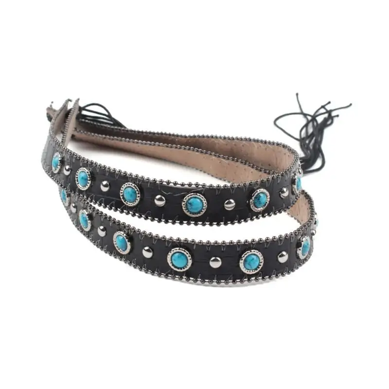 

39BB Stylish Metallic Studded Hat Band Soft PU Leather Unisex Headwear Accessory Adjustable Cap Band For Various Hat Styles