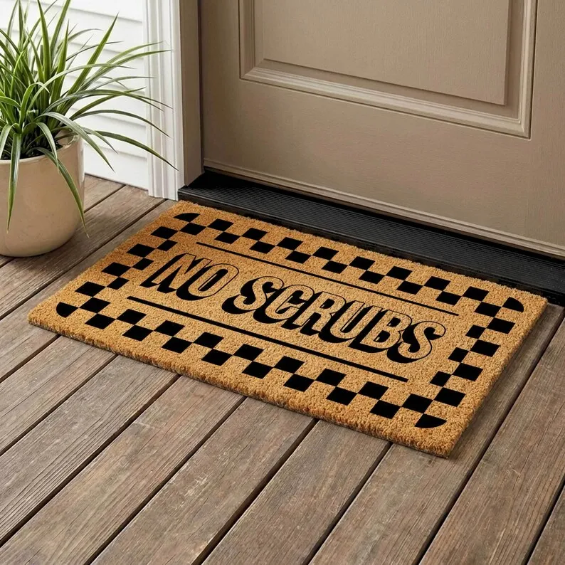 No Scrubs Coir Doormat Retro Design Custom Text Name Welcome Mat Funny Housewarming Gift Outfoor Floor Decor Anti-abrasion Mats