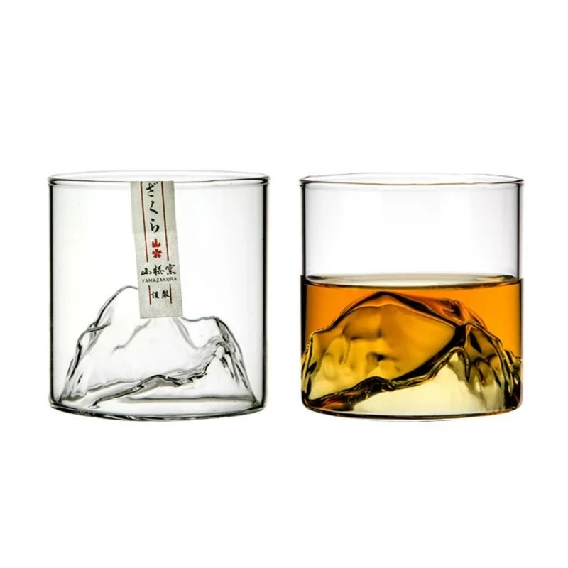 Verre à whisky de montagne 3D japonais, glacier à l'ancienne, verres à whisky, boîte-cadeau en bois, tasse à Vodka, gobelet à vin