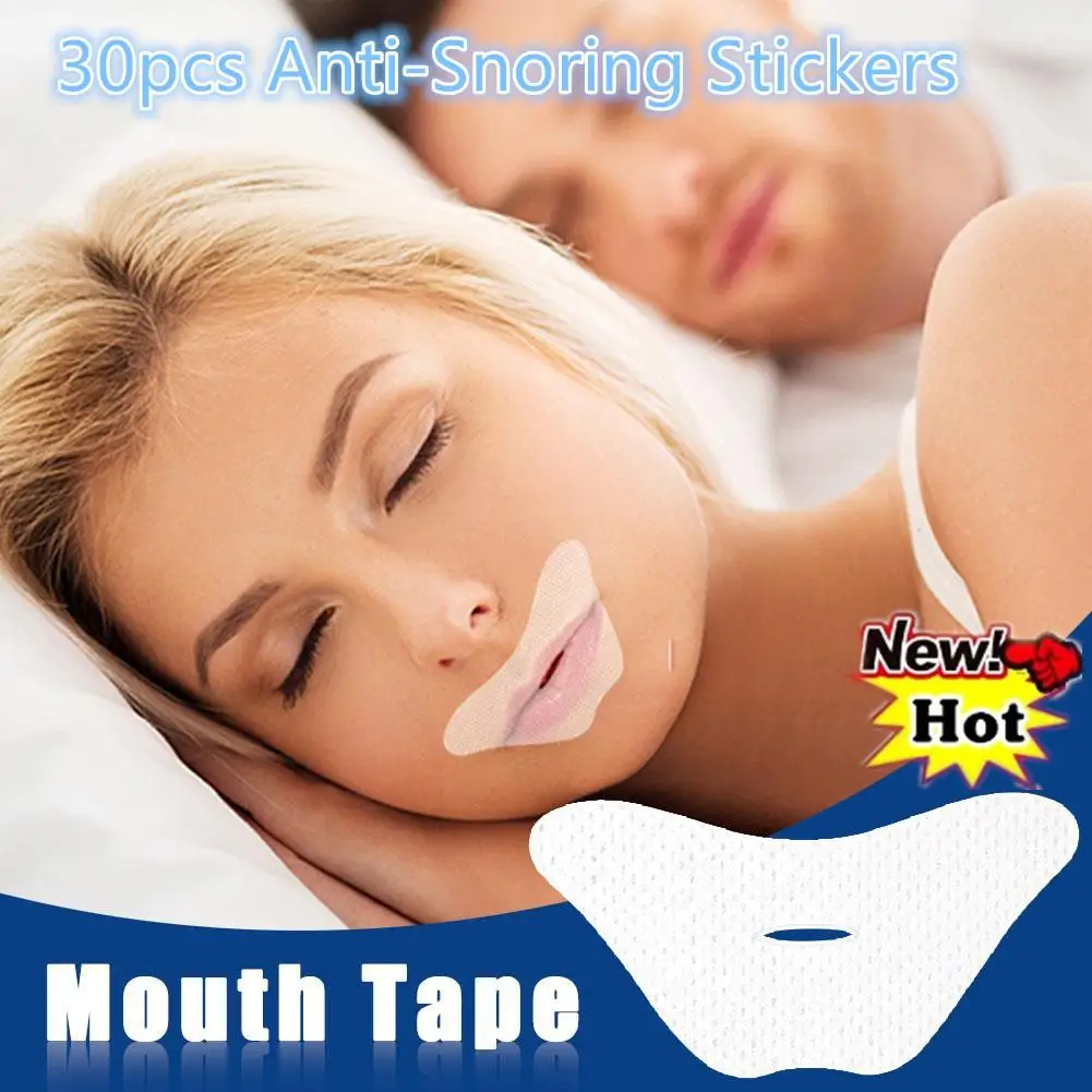 30Pcs Anti-Snoring Stickers For Adult Night Sleep Lip Nose Breathing Improving Patch Mouth Correction Sticker Tape