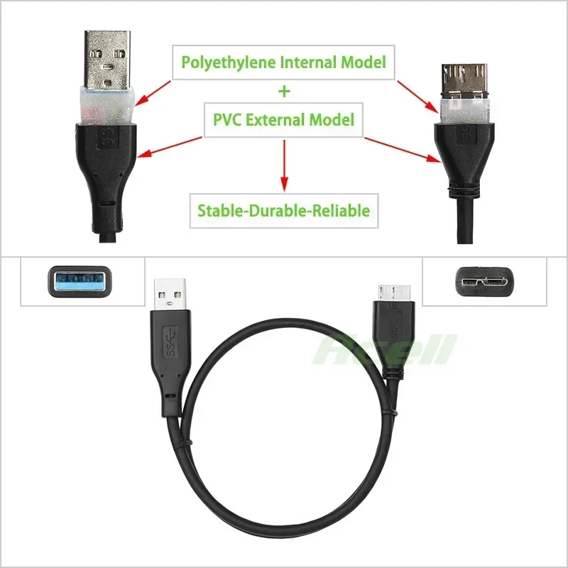 Cable de datos USB3.0 micro-b para Transcend StoreJet®Disco duro portátil 25H3 25C3N 25M3 25A3 25D3 25CK3 25S3 ESD400, SSD