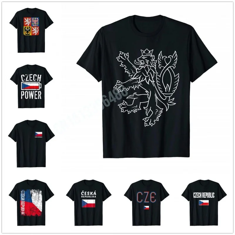 Men Women T Shirt More Design Czech Republic Lion Coat of Arms Graphic T-Shirt Map Tops 100% Cotton  Tees