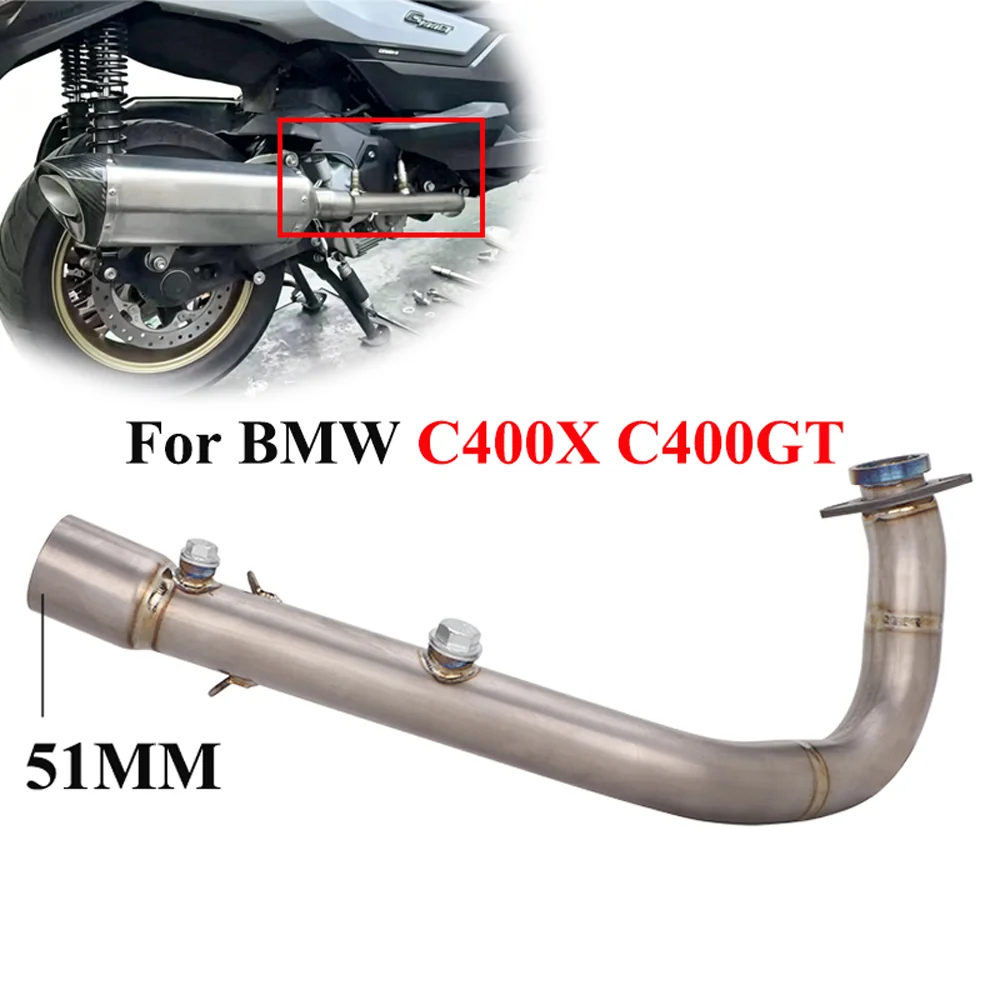 

51MM Pipe For BMW C400GT C400X 2025 2026 Motorcycle Exhaust Slip On Middle Link Pipe Escape C400GT Exhaust Titanium