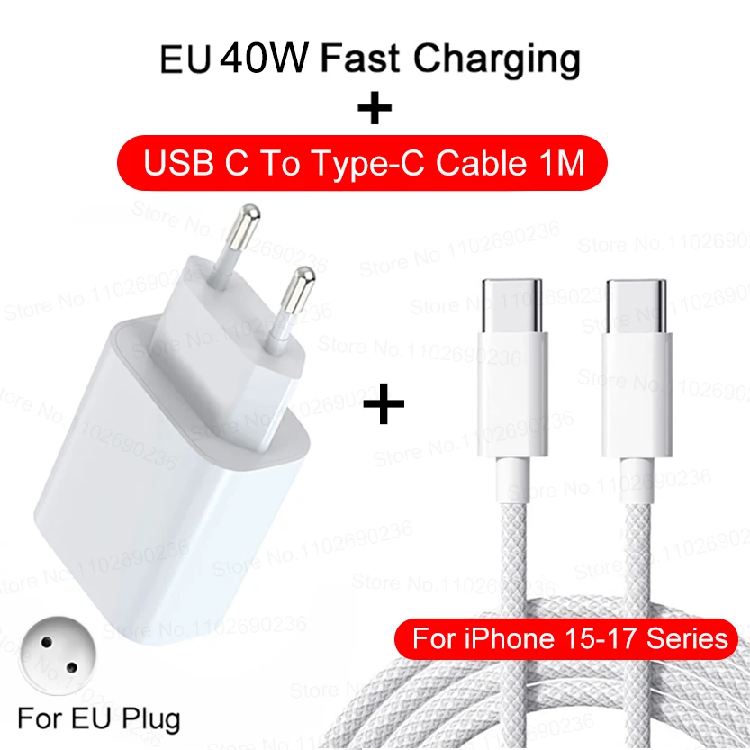 40W PD telefoonlader voor iPhone 11 12 13 14 15 16 17 Pro Max 16 Plus 17 Air iPad Snelladen Type C kabel oplader - afbeelding 1