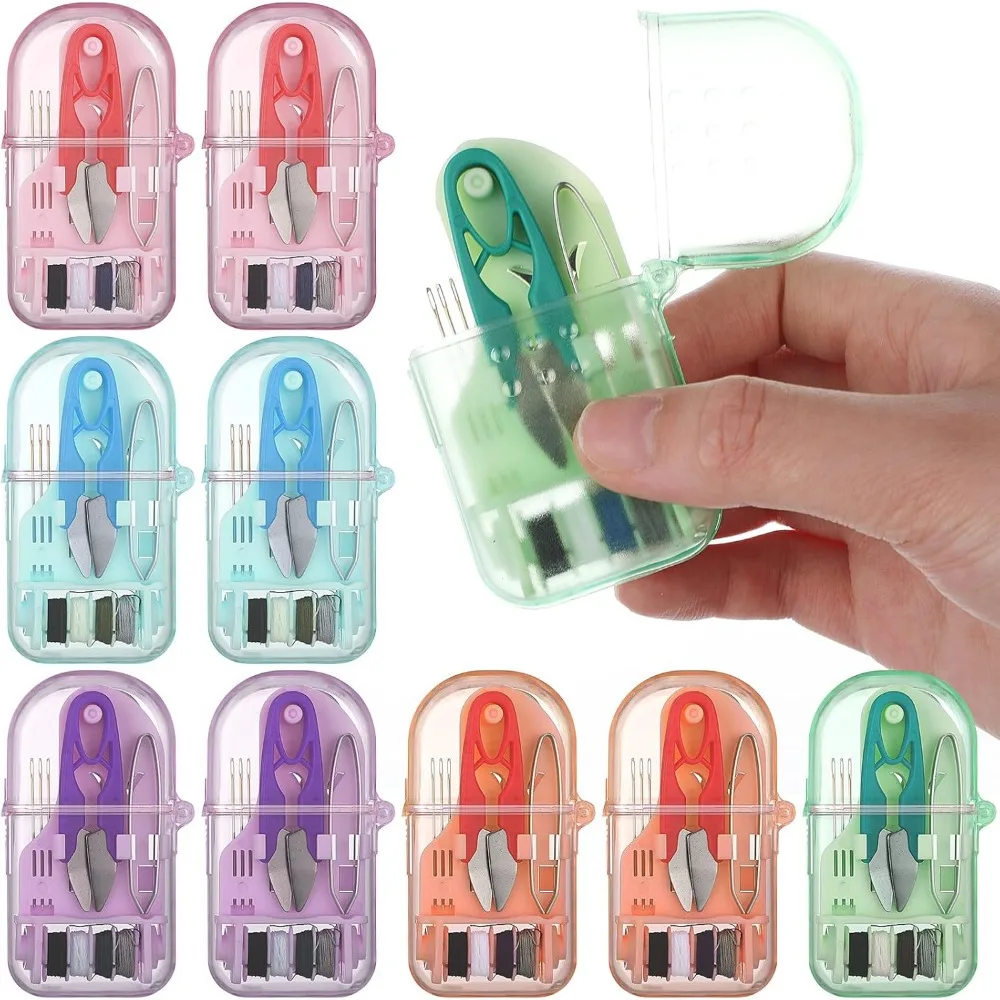 Mini Portable Sewing Kit, Multicolor Compact Travel Needle Thread Scissor Set for Clothes Repair DIY Craft view 3