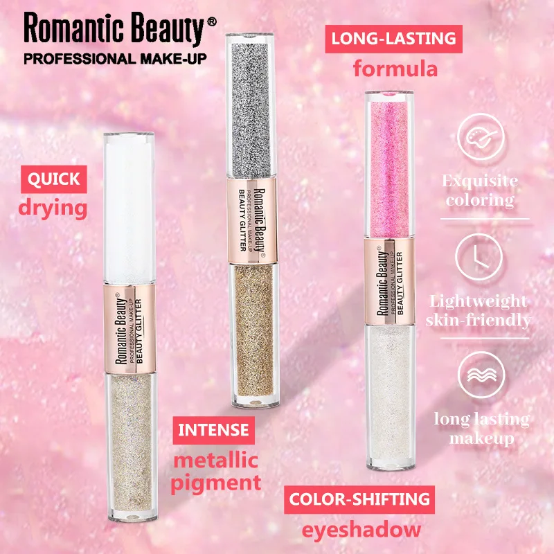 Liquid Eyeshadow, Double-head Sparkling Makeup, Pearlescent Eye Makeup, Glitter, Two-color Beauty, Long-lasting Eyeshadow