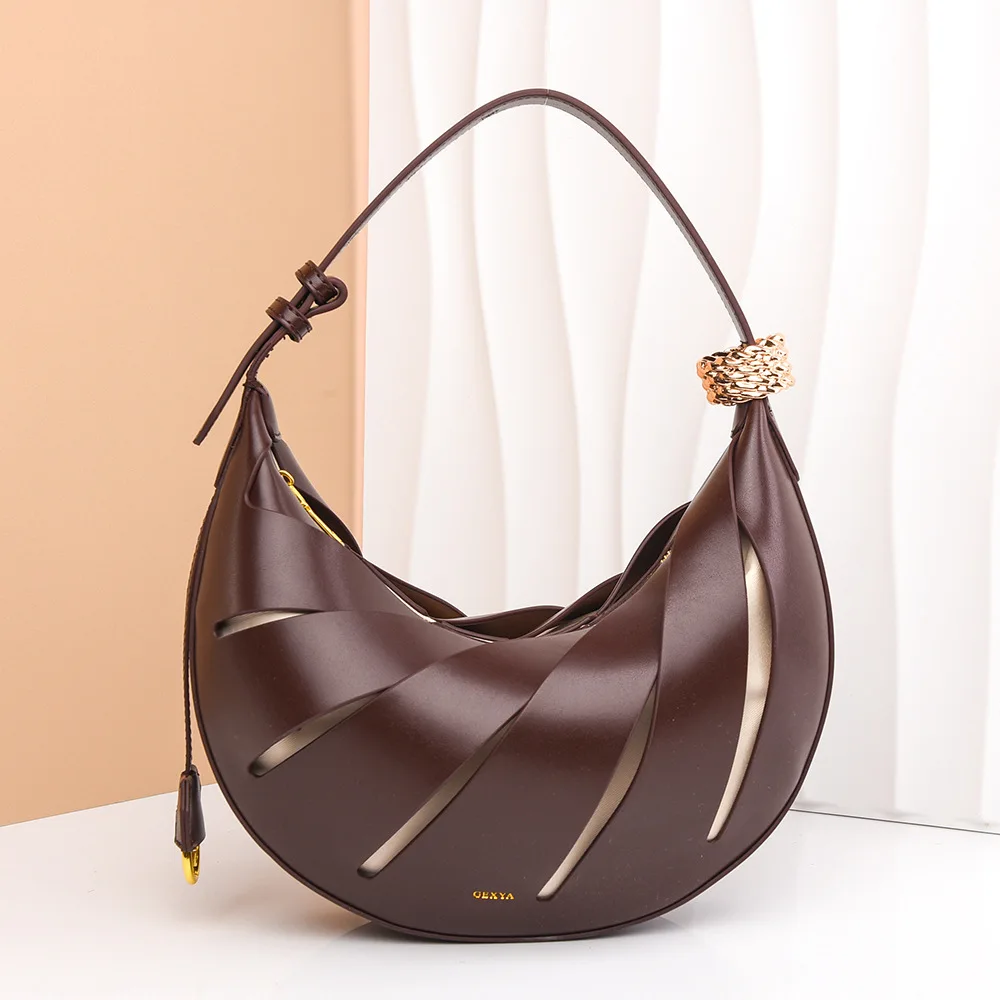 

Spring Summer New Style Hollow out Soft Leather Wave Pattern Small Basket Fashion Elegant Quality Shoulder Bags College Style