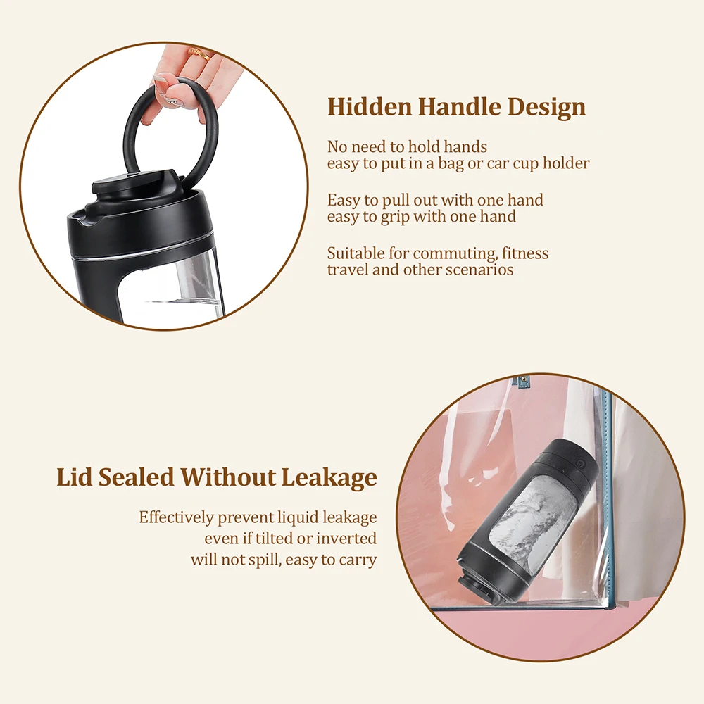 630ml Electric Protein Shaker Bottle and Portable Automatic Blender
