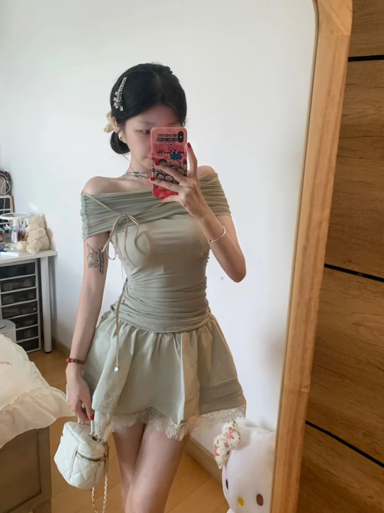 Sweet Sle oulder Bared ort Sve T irt Dames Slim Fit Zomer Pure Desire ort Lengte Top Koreaanse versie Katoen Ma...